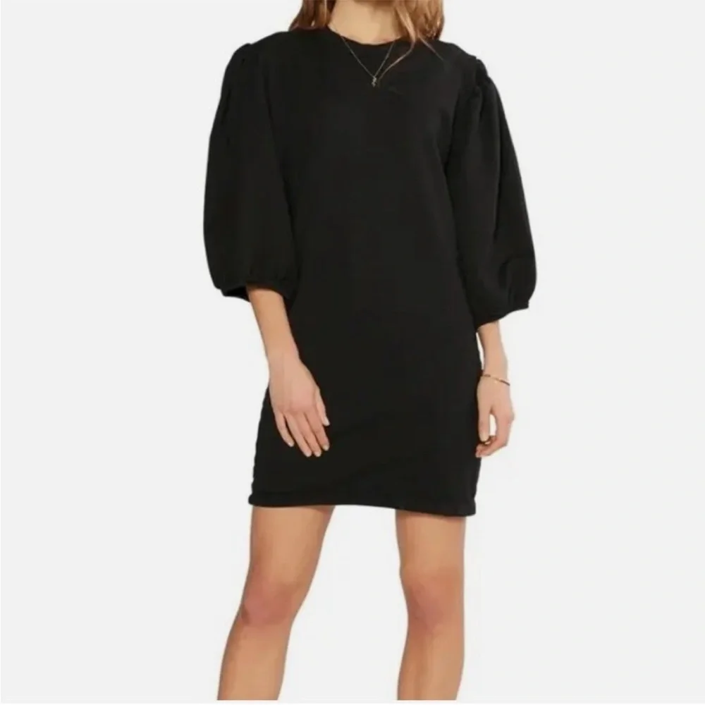 Etica Elegant Black Puff Sleeve Dress - Picture 2 of 10